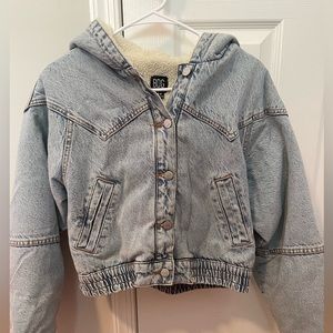 Urban Outfitters - Fleece Cropped Jean Jacket